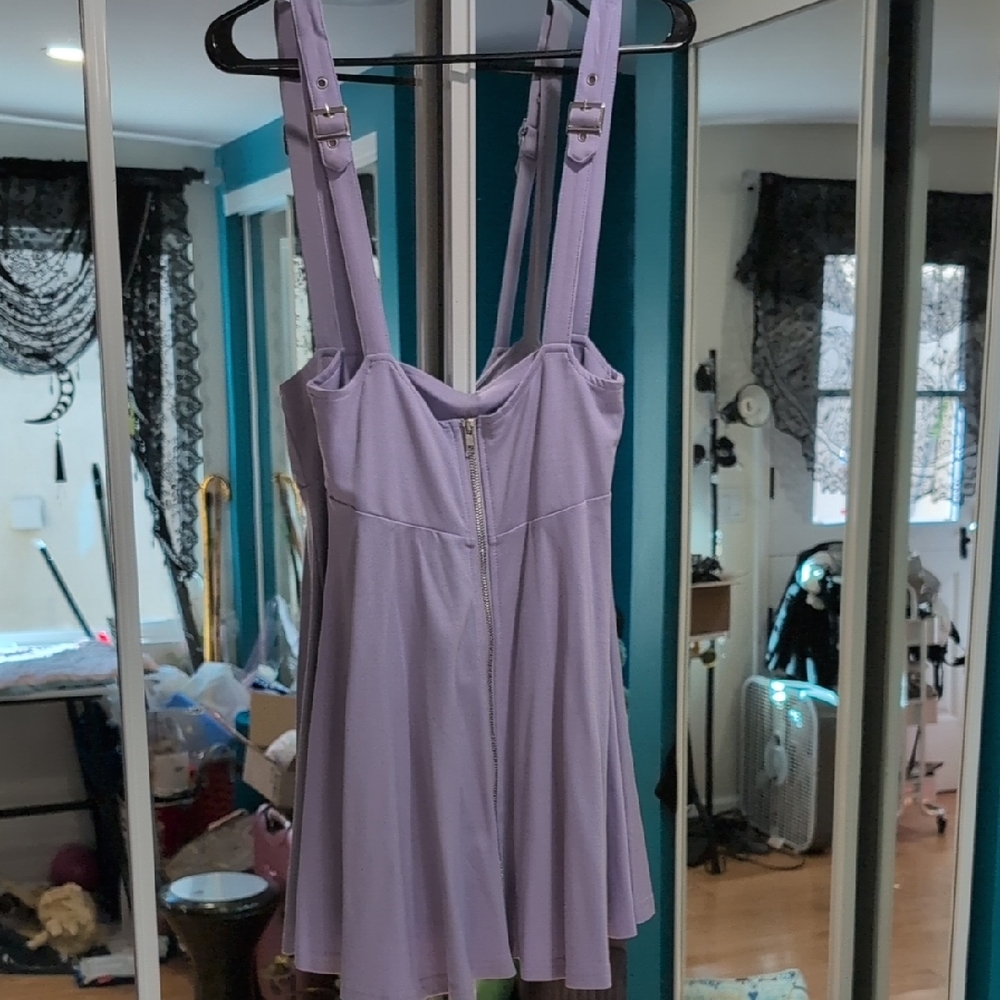 Killstar Light Purple Zip-Up Pinafore Mini Dress